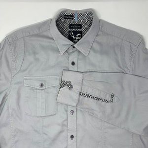 Marc‎ Ecko Cut & Sew "Well Hung" Cotton Grey Men's Long Sleeve Shirt Size Large